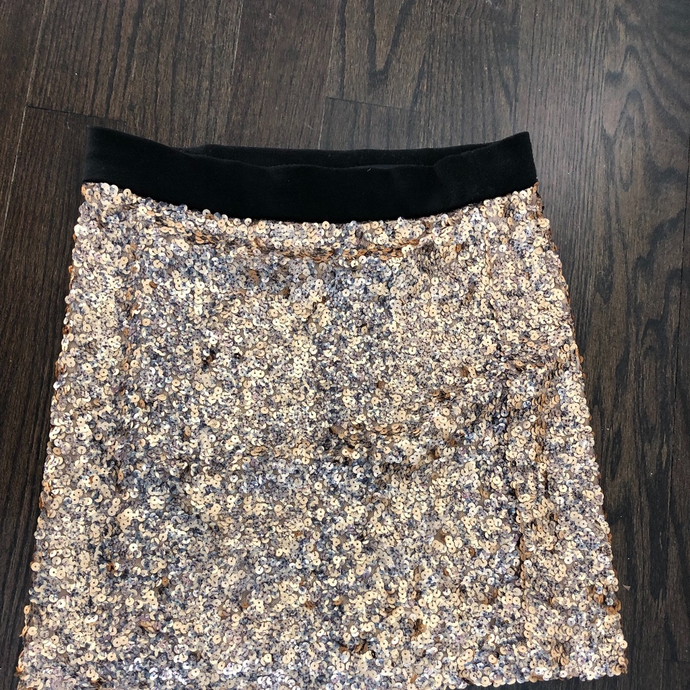Gold Sequin Mini Skirt